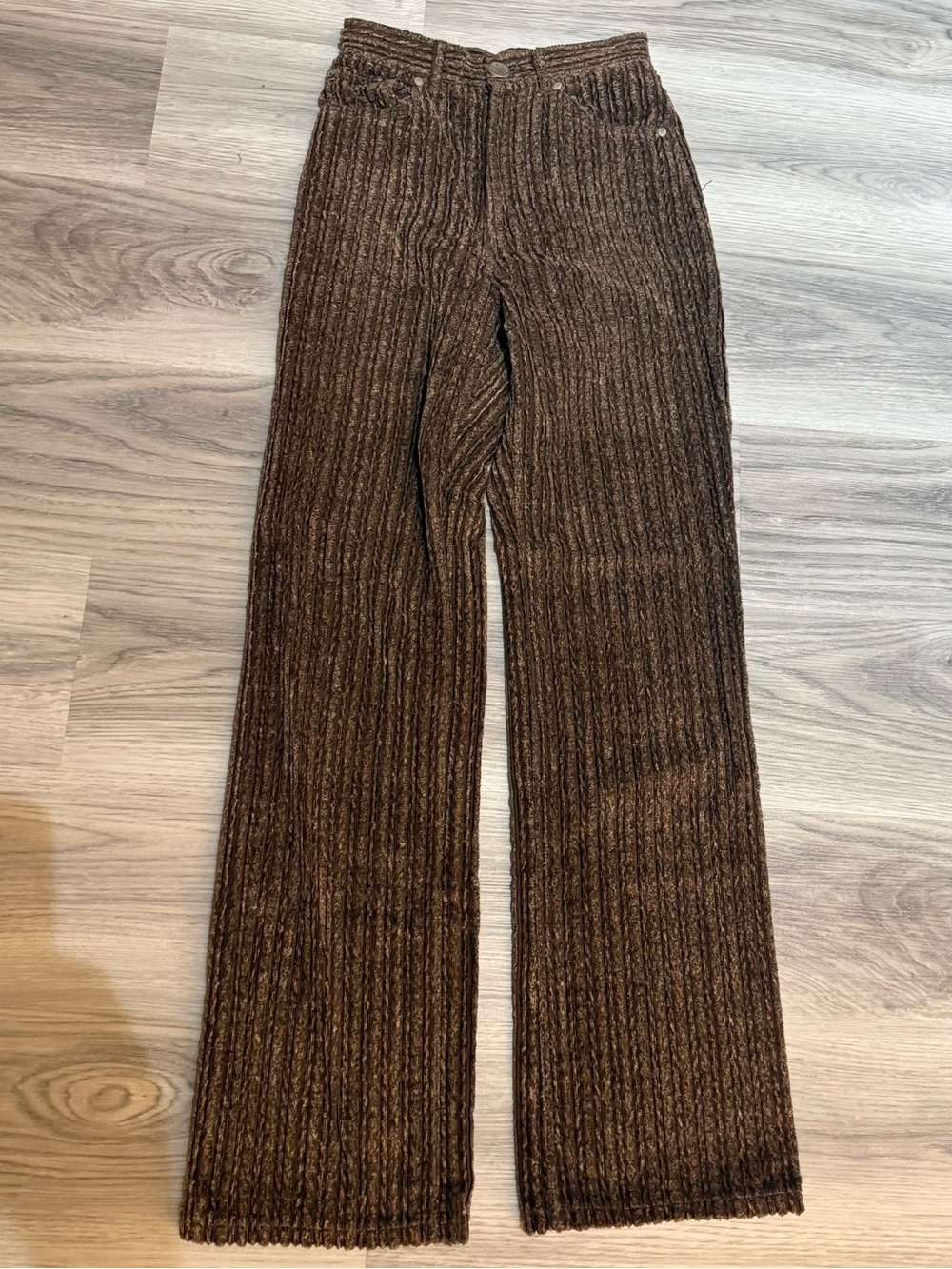 Acne Brown Ribbed Wide Leg Jeans